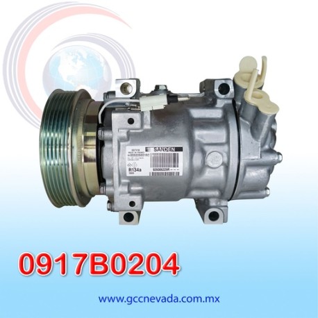 COMPRESOR RENAULT CLIO / LOGAN / SYMBOL / KANGOO AÑO 06/09 / NISSAN PLATINA 2004 R-134-A 6PK SD7V16 SANDEN JAPON